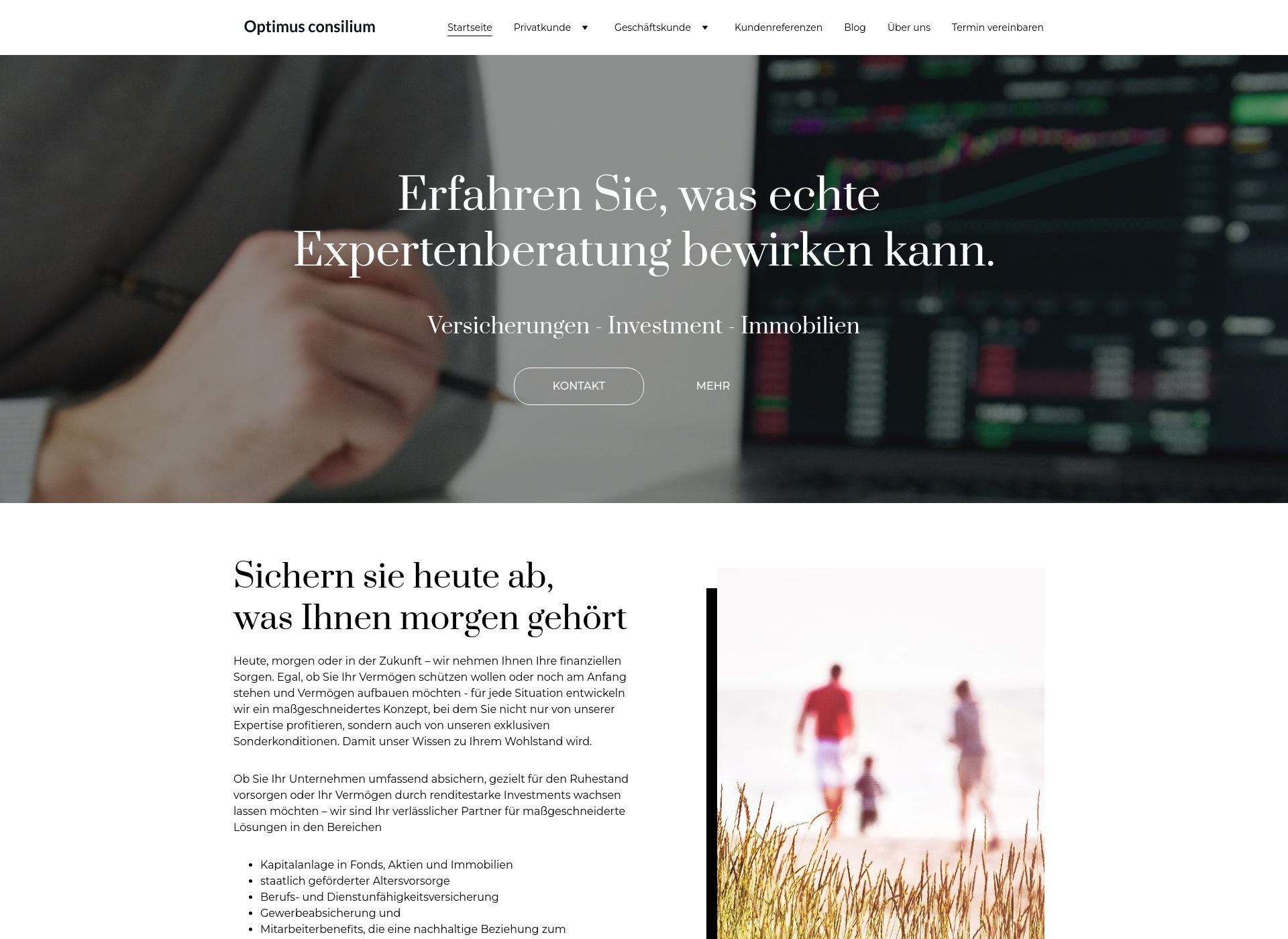 https://www.optimus-consilium.de/ Screenshot der Seite