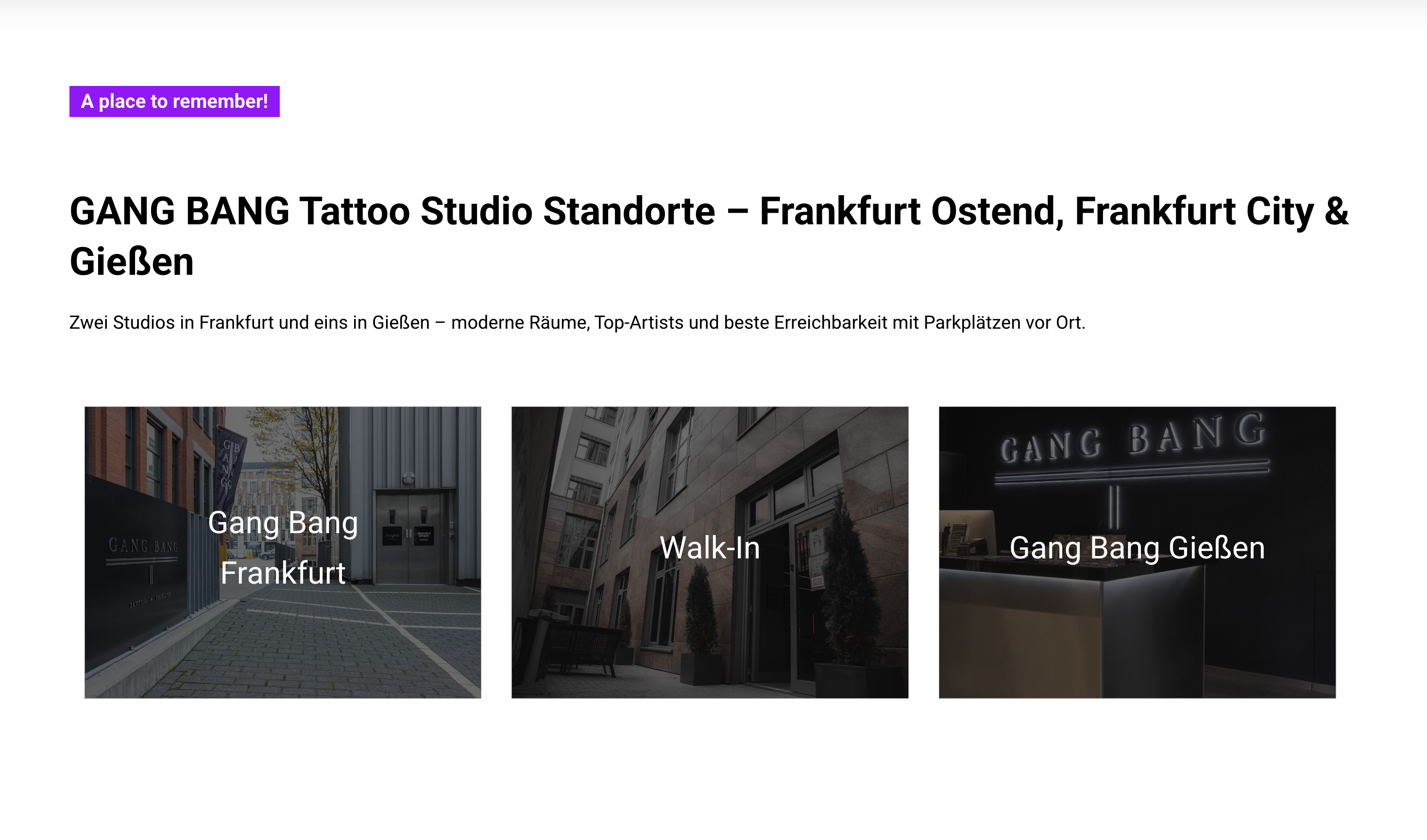 Ausschnitt 1 von 4 der Website von Gang INK GmbH, Frankfurt am Main