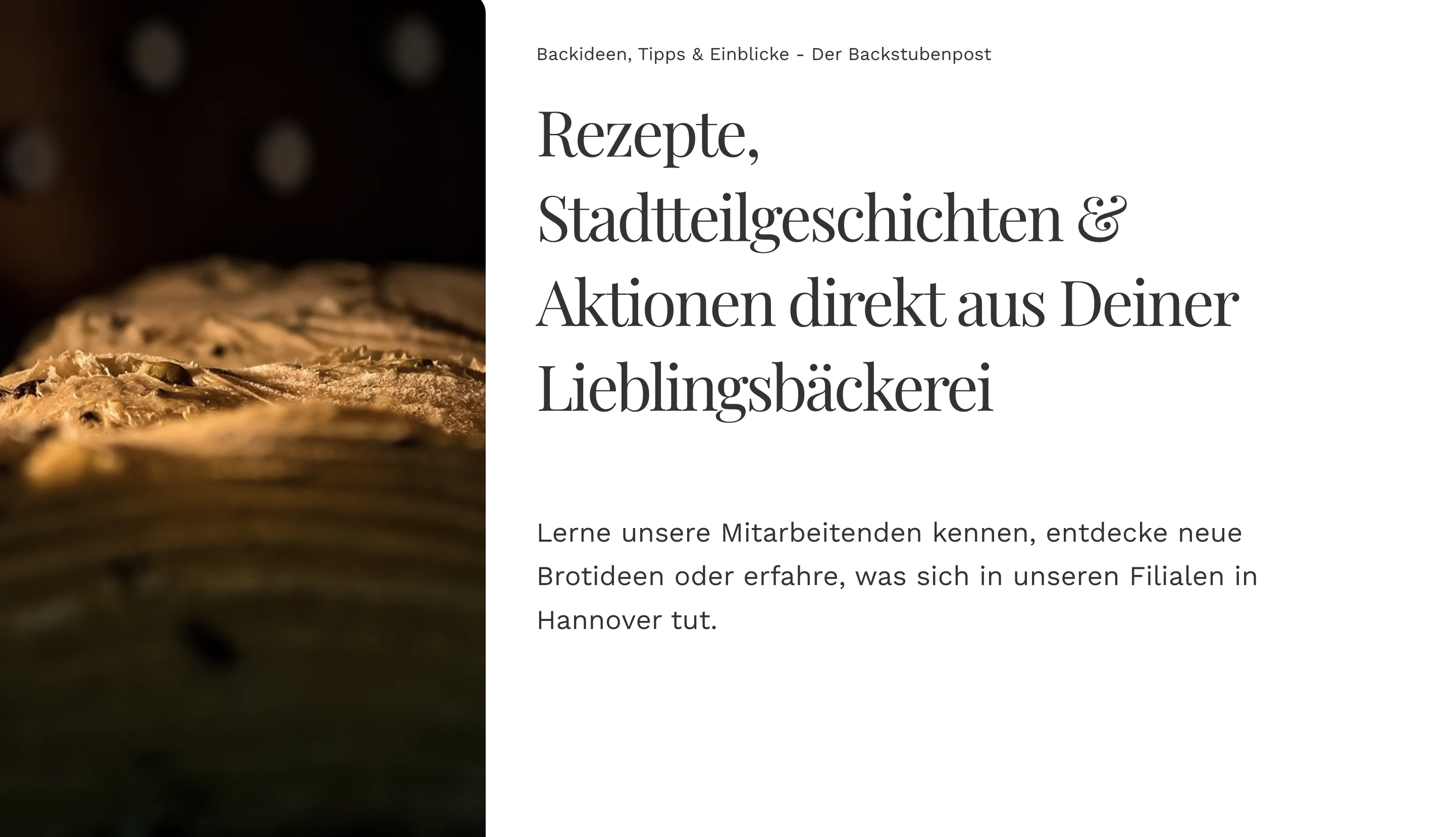 Ausschnitt 2 von 3 der Website von Herzensbäcker Künne GmbH & Co. KG, Hannover
