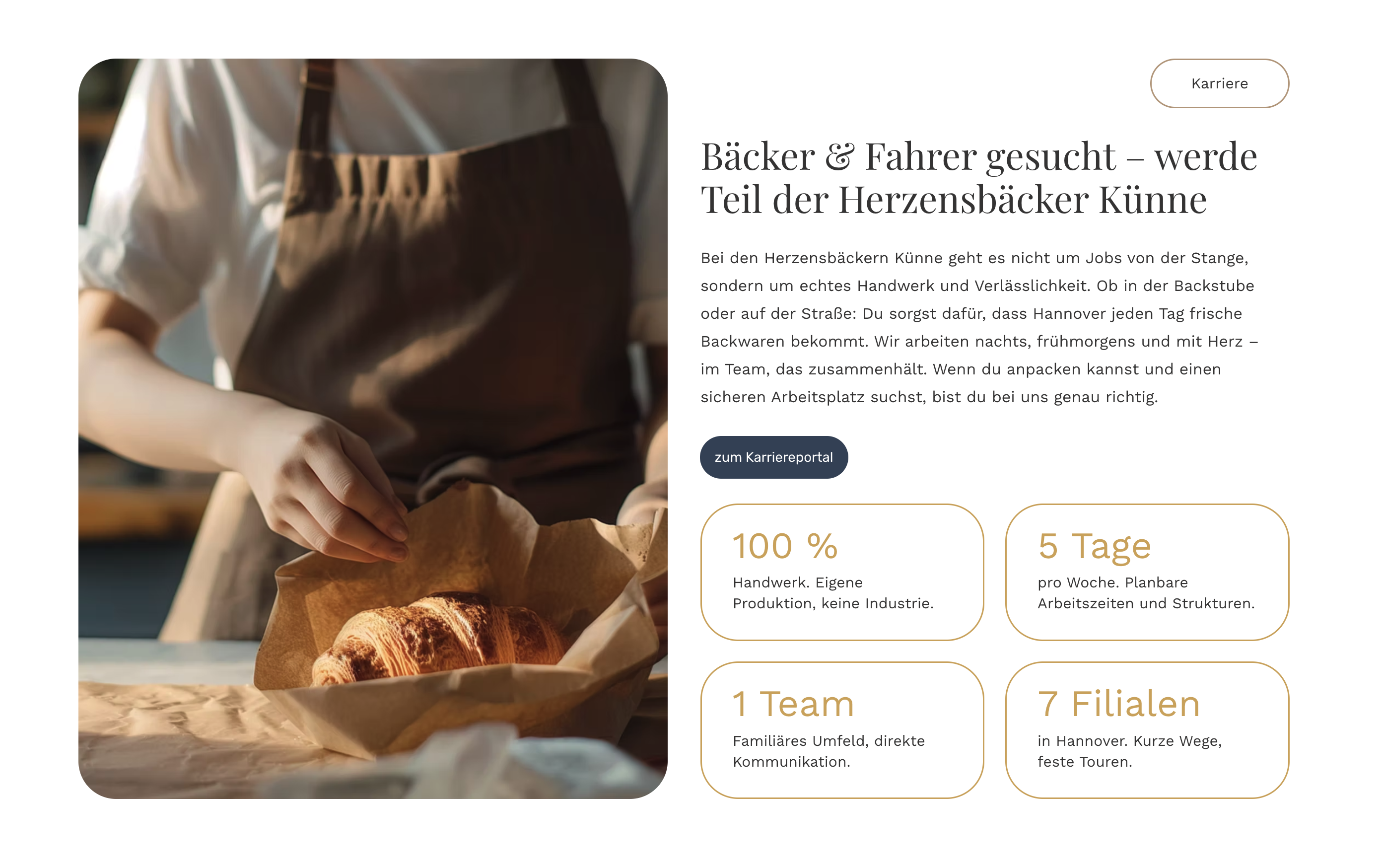 Ausschnitt 3 von 3 der Website von Herzensbäcker Künne GmbH & Co. KG, Hannover