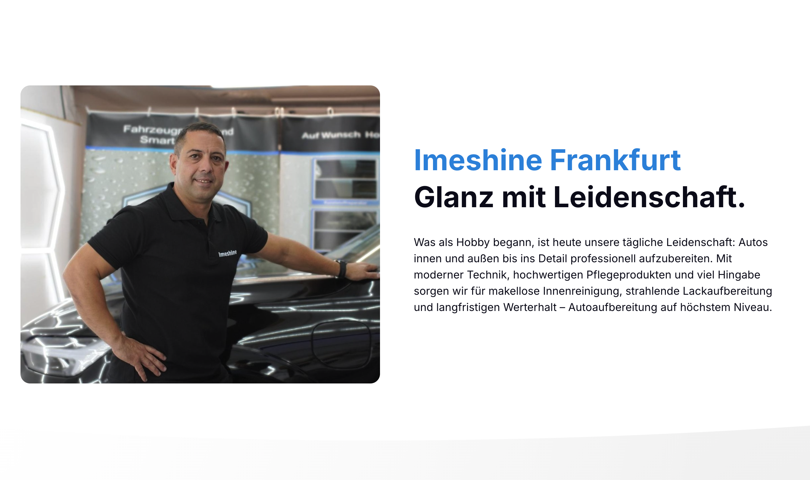 Ausschnitt 1 von 3 der Website von Imeshine, Frankfurt am Main