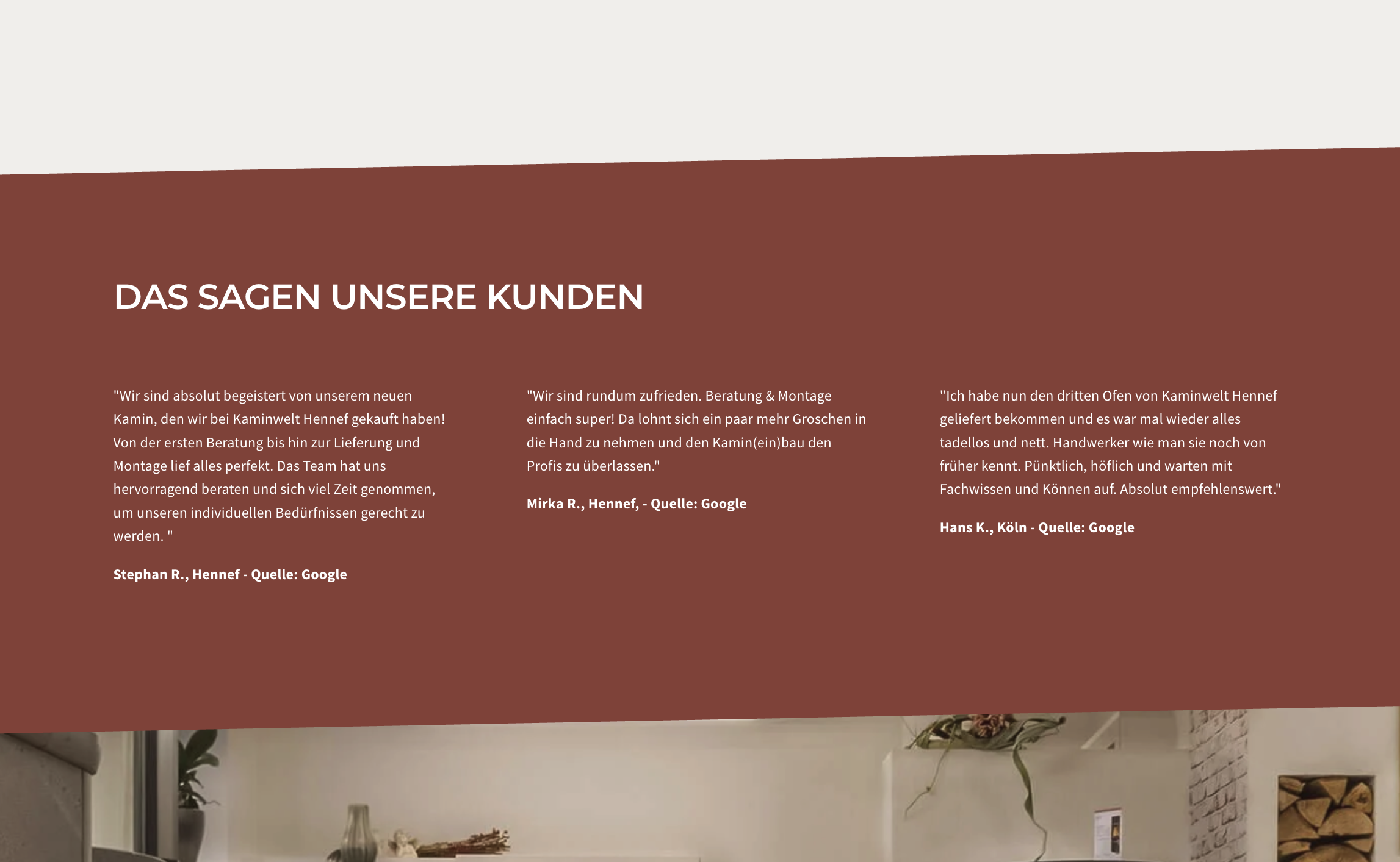 Ausschnitt 3 von 3 der Website von Kaminwelt Hennef, Rhein-Sieg-Kreis