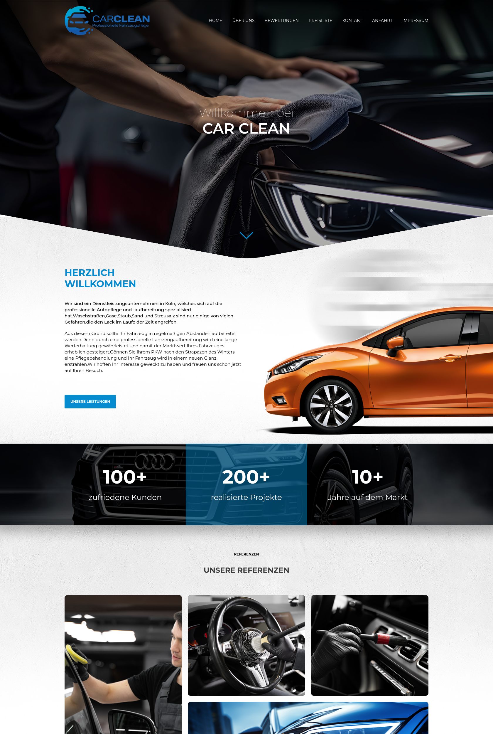 Das Bild zeigt einen Desktop Screenshot der vorgestellten Website