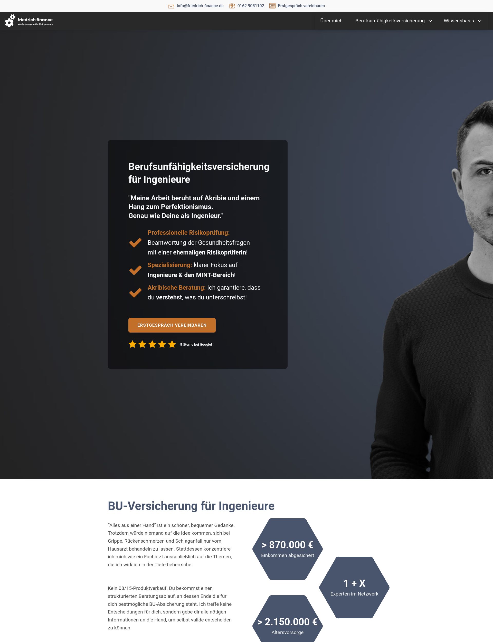 Das Bild zeigt einen Desktop Screenshot der vorgestellten Website