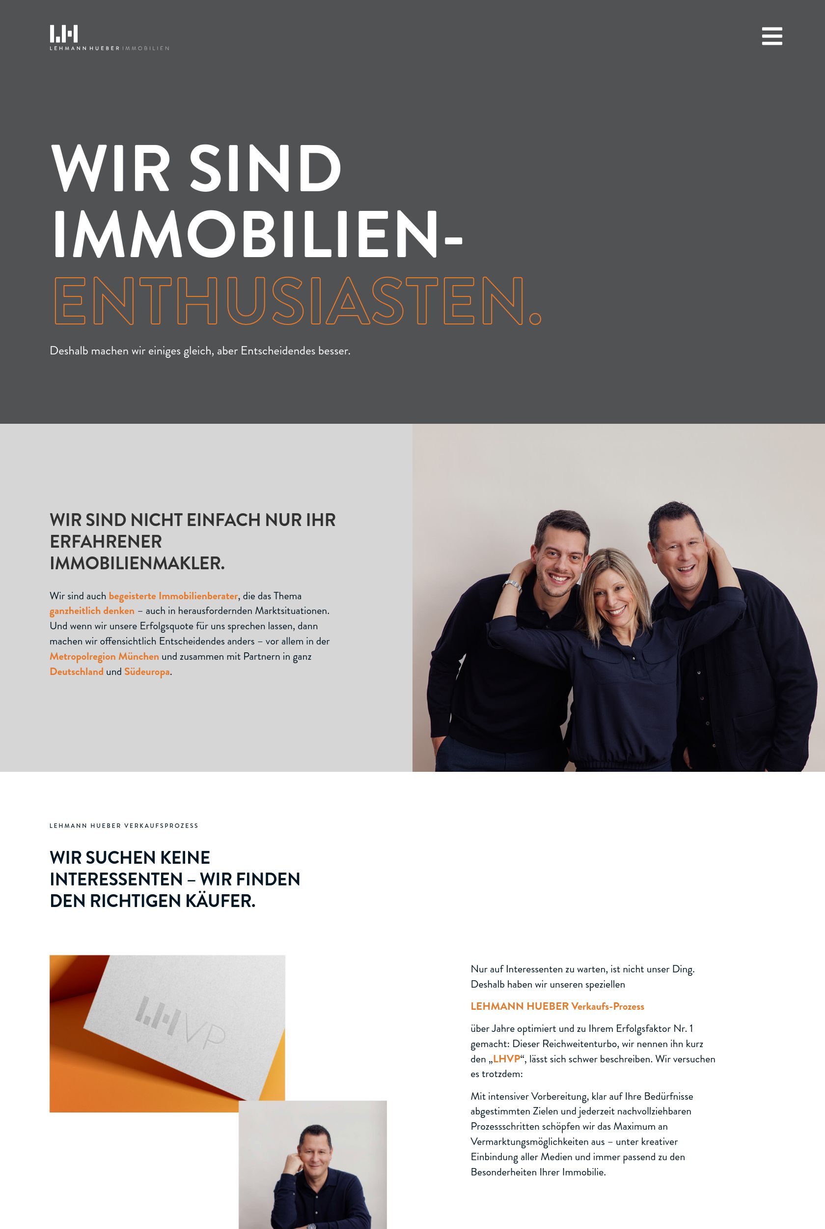 Das Bild zeigt einen Desktop Screenshot der vorgestellten Website