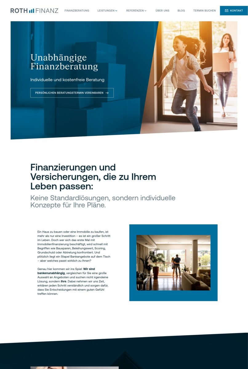 Das Bild zeigt einen Desktop Screenshot der vorgestellten Website