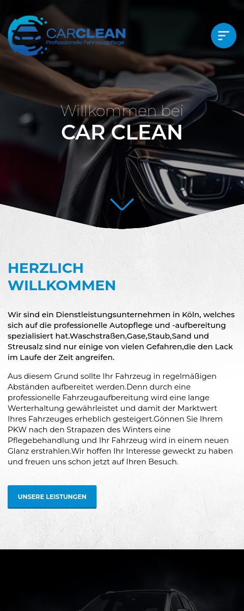 Das Bild zeigt einen Mobile Screenshot der vorgestellten Website
