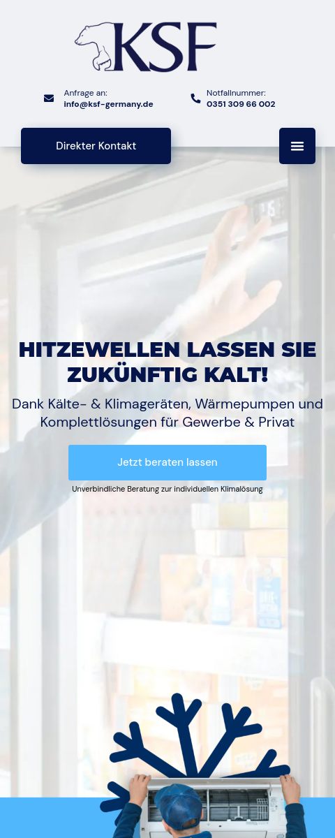 Das Bild zeigt einen Mobile Screenshot der vorgestellten Website