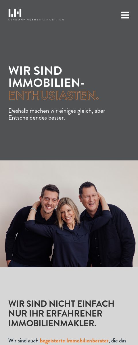 Das Bild zeigt einen Mobile Screenshot der vorgestellten Website
