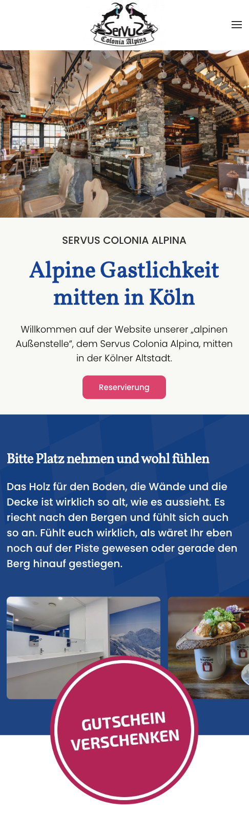 Das Bild zeigt einen Desktop Screenshot der vorgestellten Website