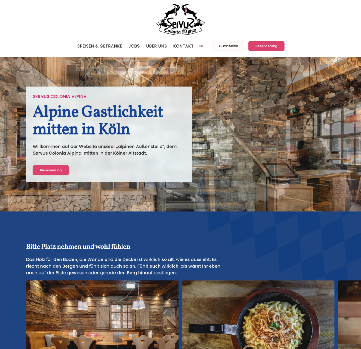 Das Bild zeigt einen Desktop Screenshot der vorgestellten Website