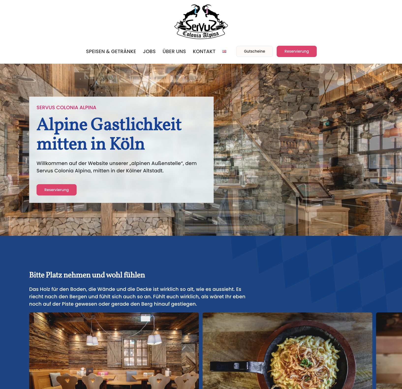 Das Bild zeigt einen Desktop Screenshot der vorgestellten Website