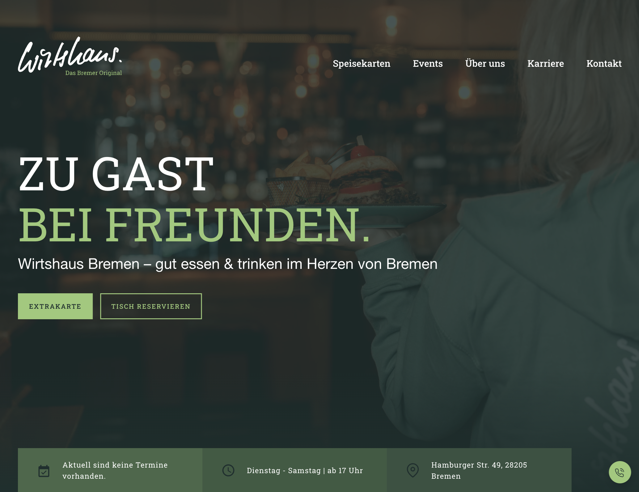 Das Bild zeigt einen Desktop Screenshot der vorgestellten Website