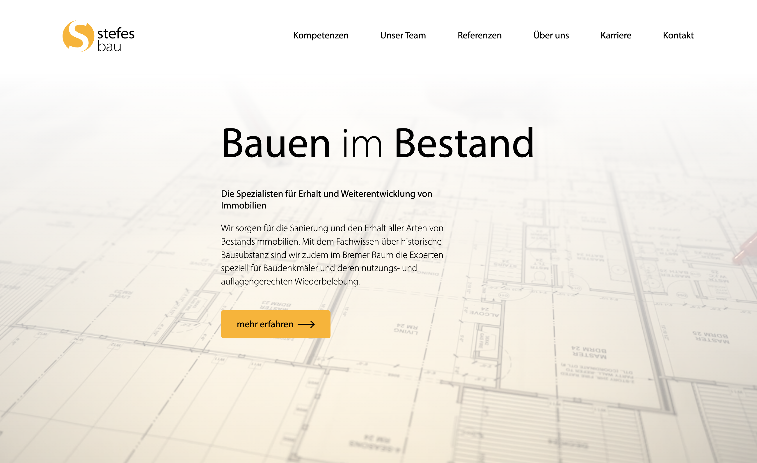 Das Bild zeigt einen Desktop Screenshot der vorgestellten Website