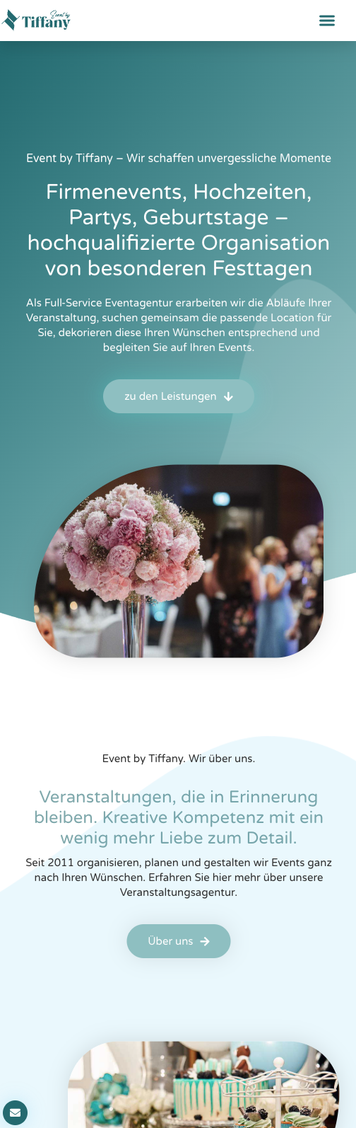 Das Bild zeigt einen Mobile Screenshot der vorgestellten Website