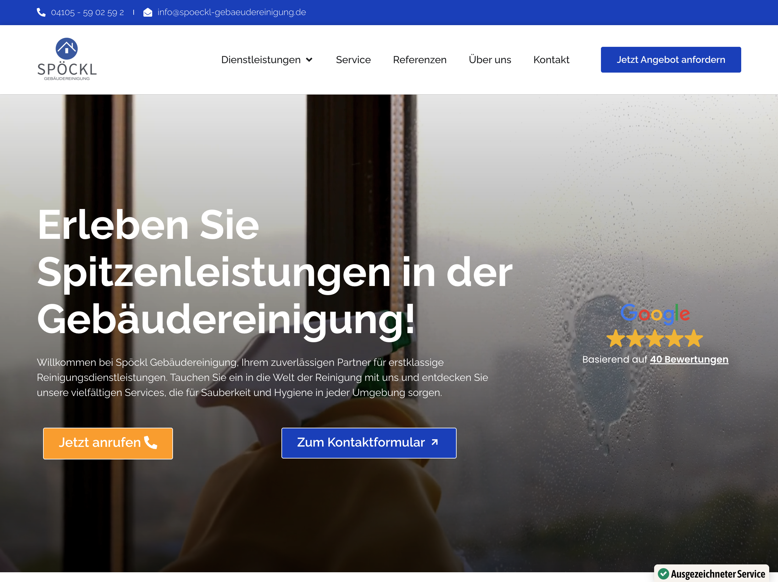 Das Bild zeigt einen Desktop Screenshot der vorgestellten Website