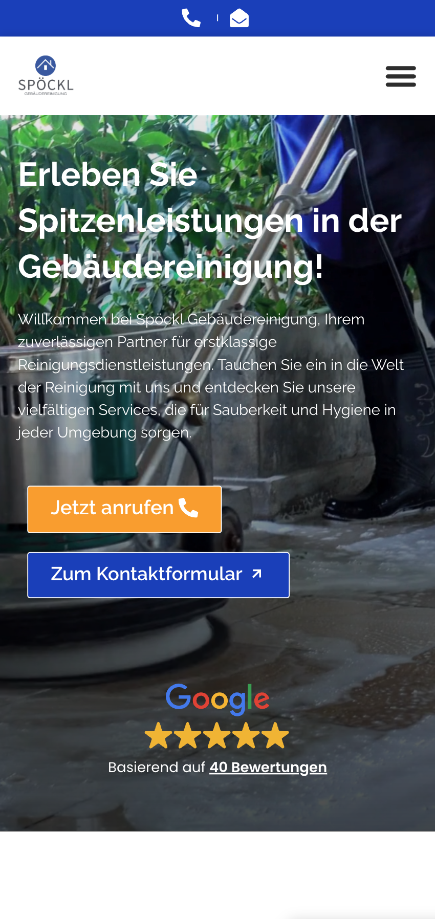 Das Bild zeigt einen Mobile Screenshot der vorgestellten Website