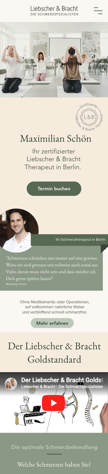 Das Bild zeigt einen Mobile Screenshot der vorgestellten Website