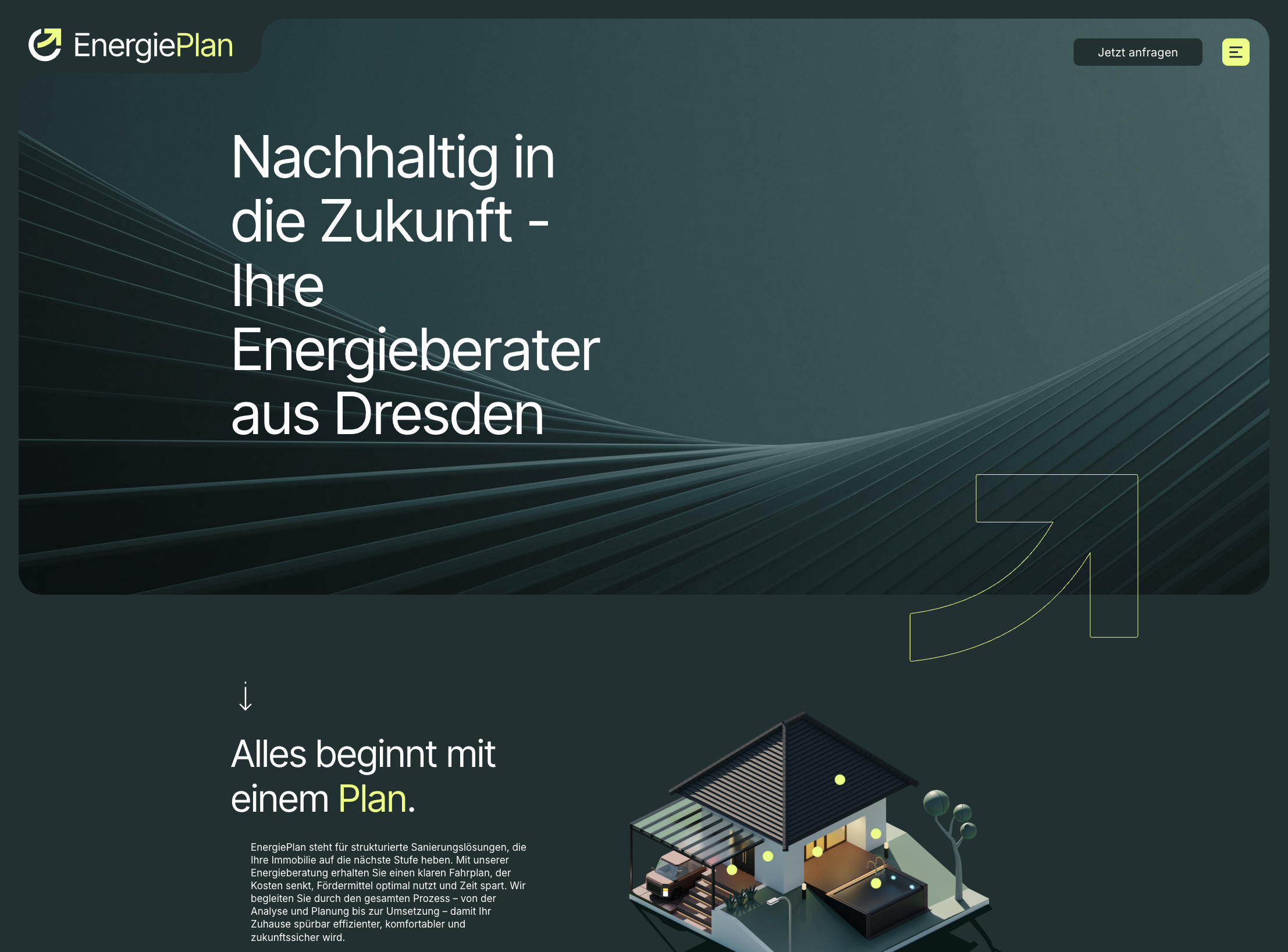 Das Bild zeigt einen Desktop Screenshot der vorgestellten Website