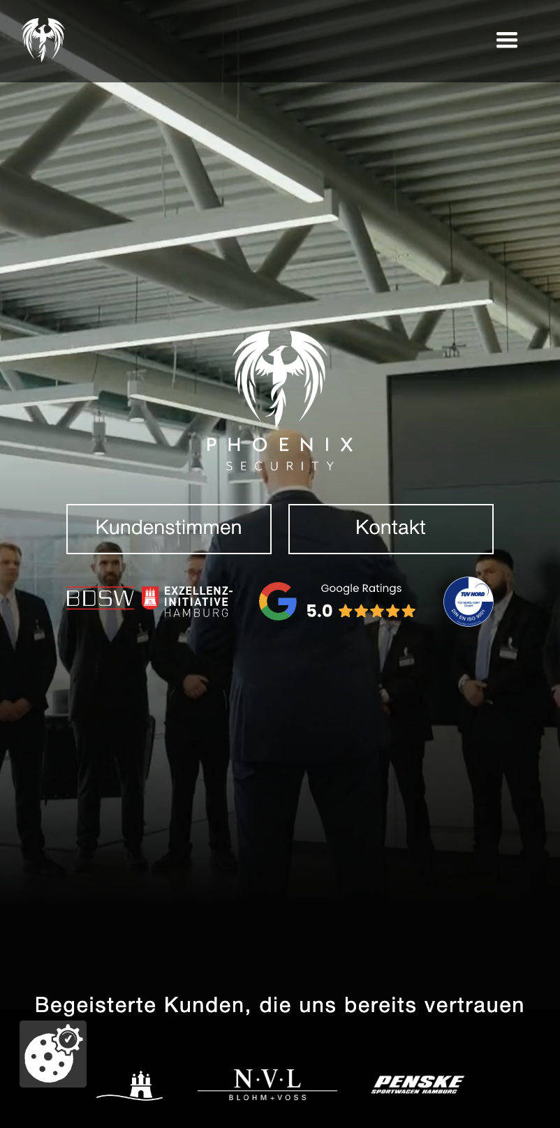 Das Bild zeigt einen Mobile Screenshot der vorgestellten Website