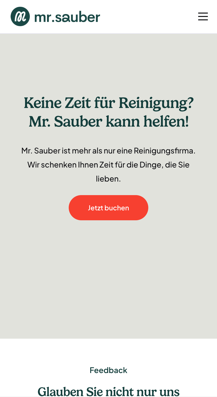 Das Bild zeigt einen Mobile Screenshot der vorgestellten Website