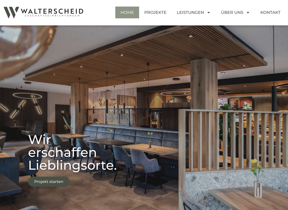 Das Bild zeigt einen Desktop Screenshot der vorgestellten Website