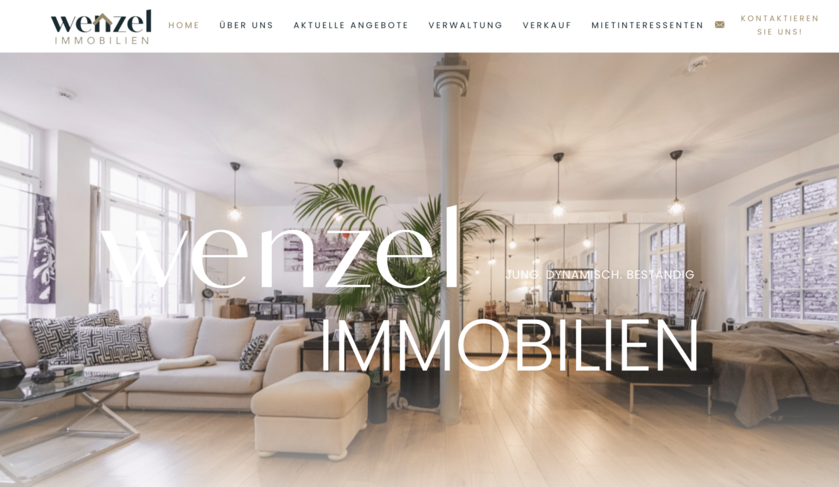 Das Bild zeigt einen Desktop Screenshot der vorgestellten Website
