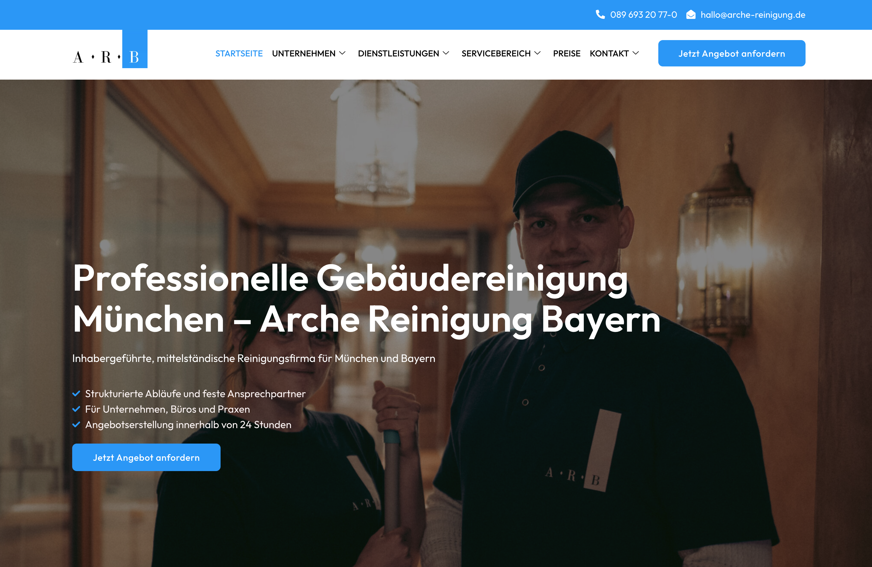 Das Bild zeigt einen Desktop Screenshot der vorgestellten Website