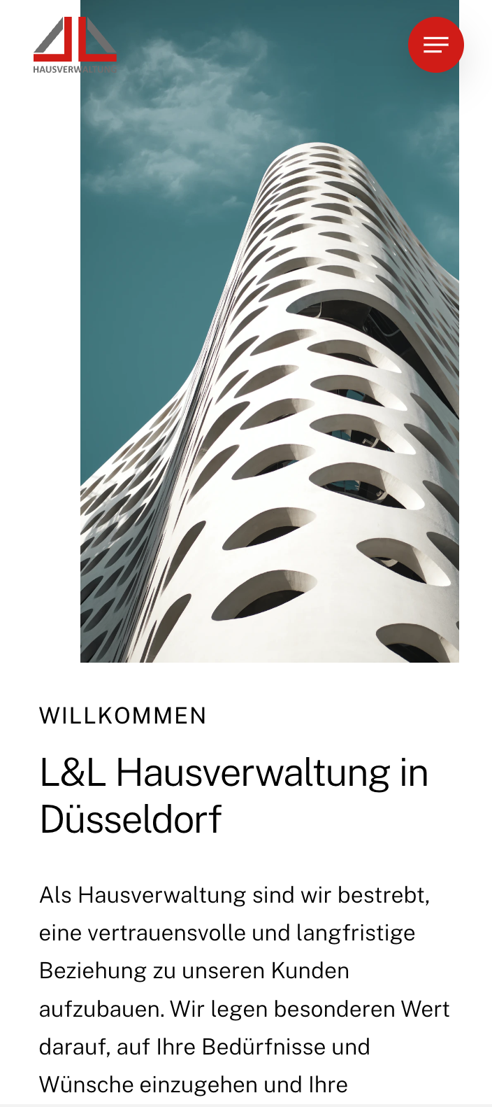 Das Bild zeigt einen Mobile Screenshot der vorgestellten Website