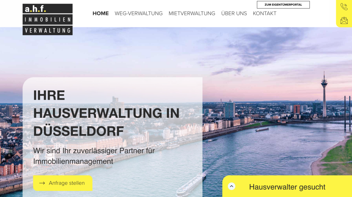 Das Bild zeigt einen Desktop Screenshot der vorgestellten Website