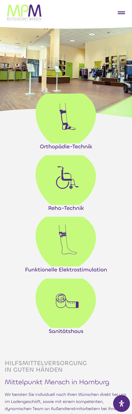 Das Bild zeigt einen Mobile Screenshot der vorgestellten Website