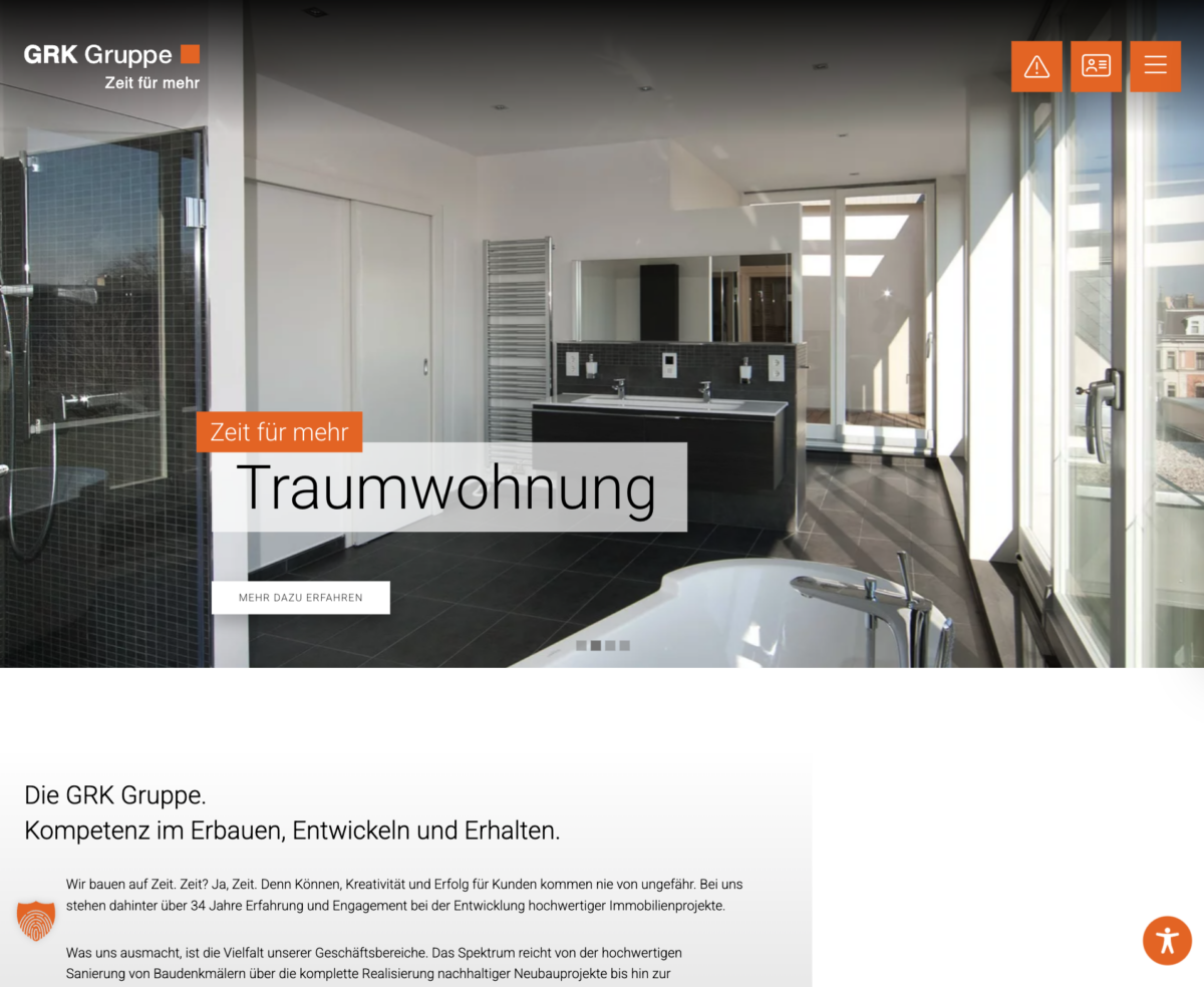 Das Bild zeigt einen Desktop Screenshot der vorgestellten Website