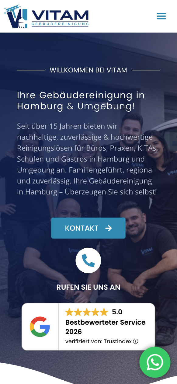 Das Bild zeigt einen Mobile Screenshot der vorgestellten Website