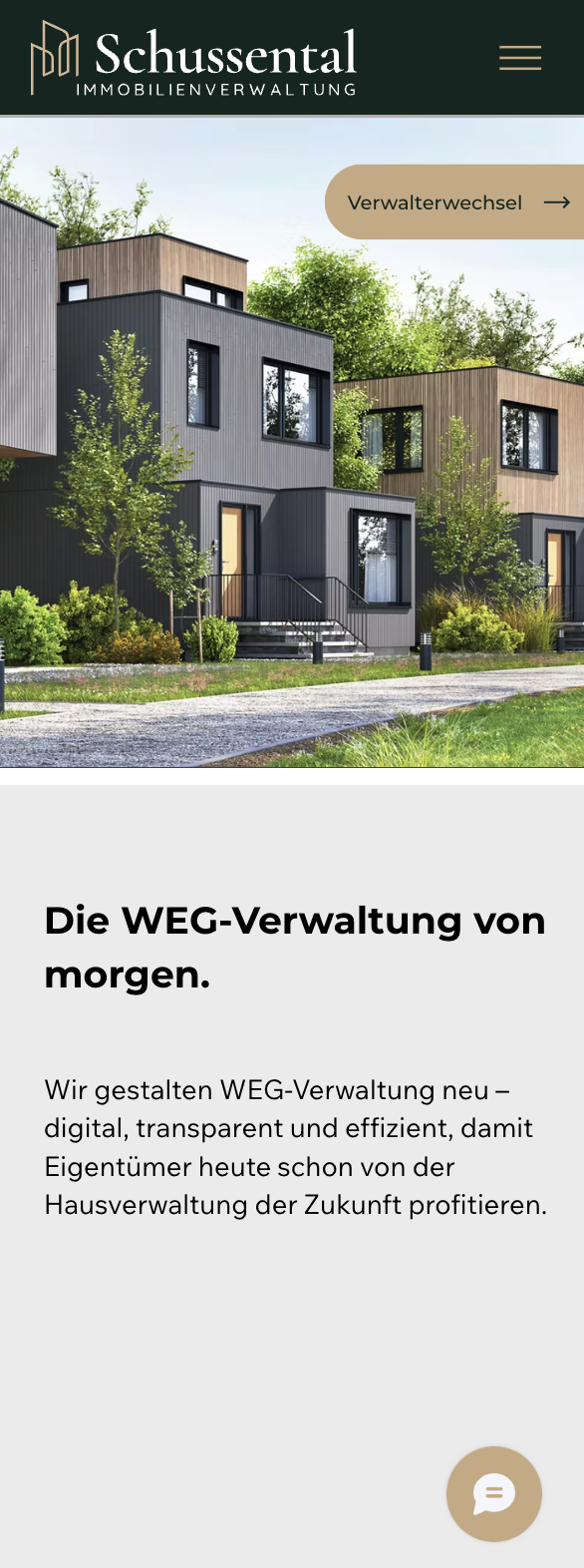 Das Bild zeigt einen Mobile Screenshot der vorgestellten Website
