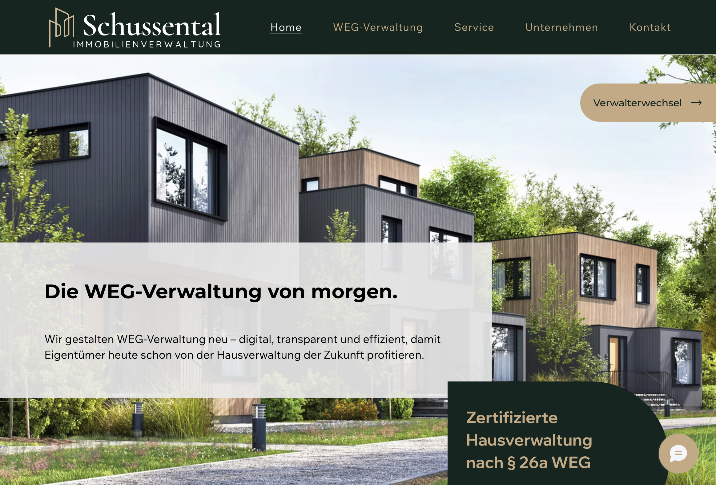 Das Bild zeigt einen Desktop Screenshot der vorgestellten Website