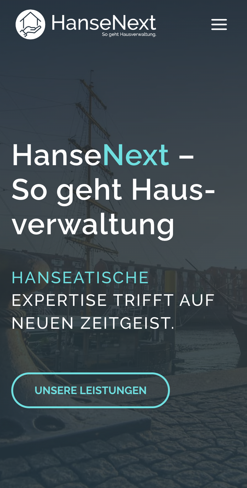 Das Bild zeigt einen Mobile Screenshot der vorgestellten Website