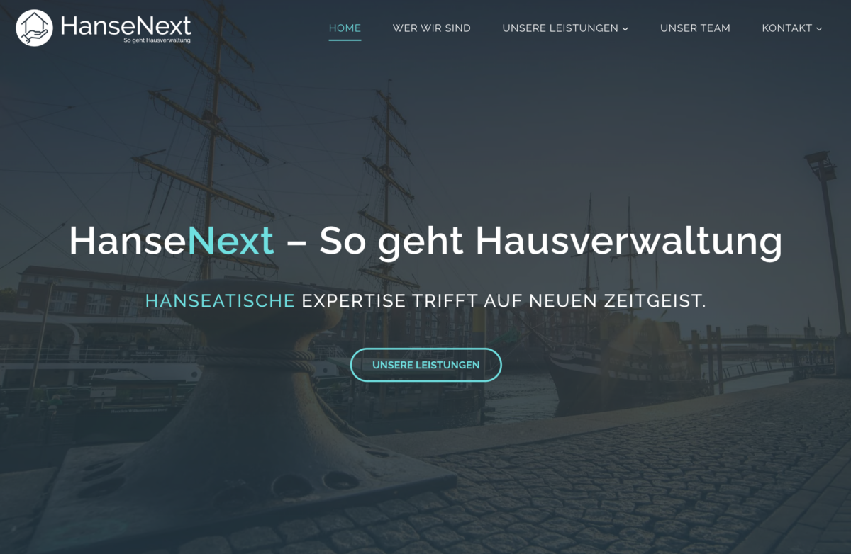 Das Bild zeigt einen Desktop Screenshot der vorgestellten Website