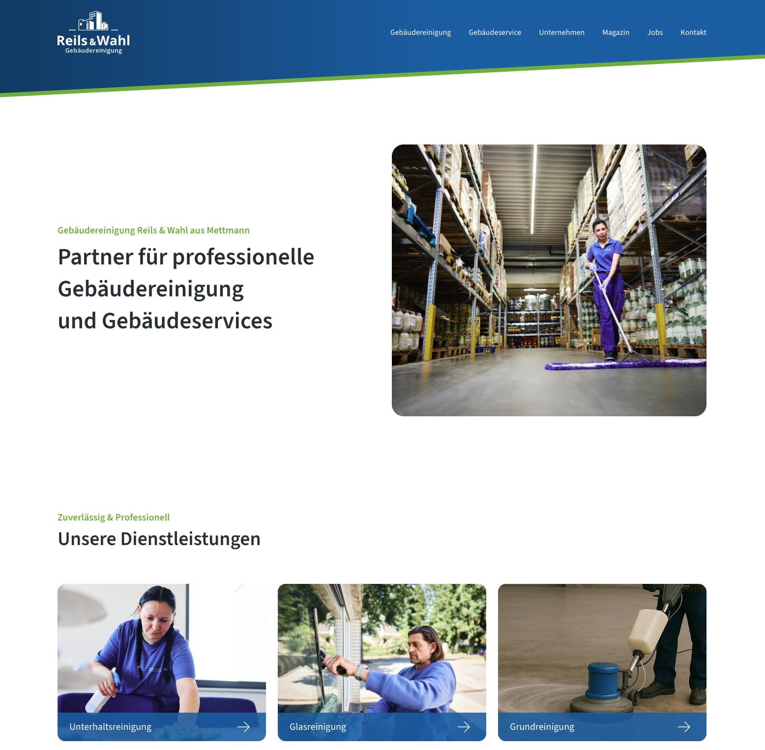 Das Bild zeigt einen Desktop Screenshot der vorgestellten Website