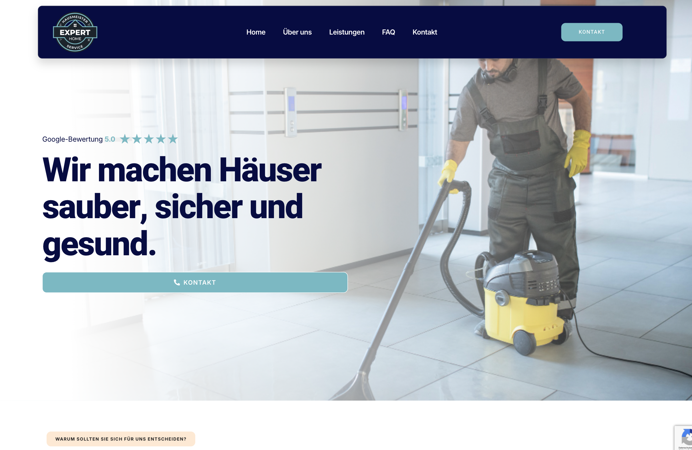 Das Bild zeigt einen Desktop Screenshot der vorgestellten Website