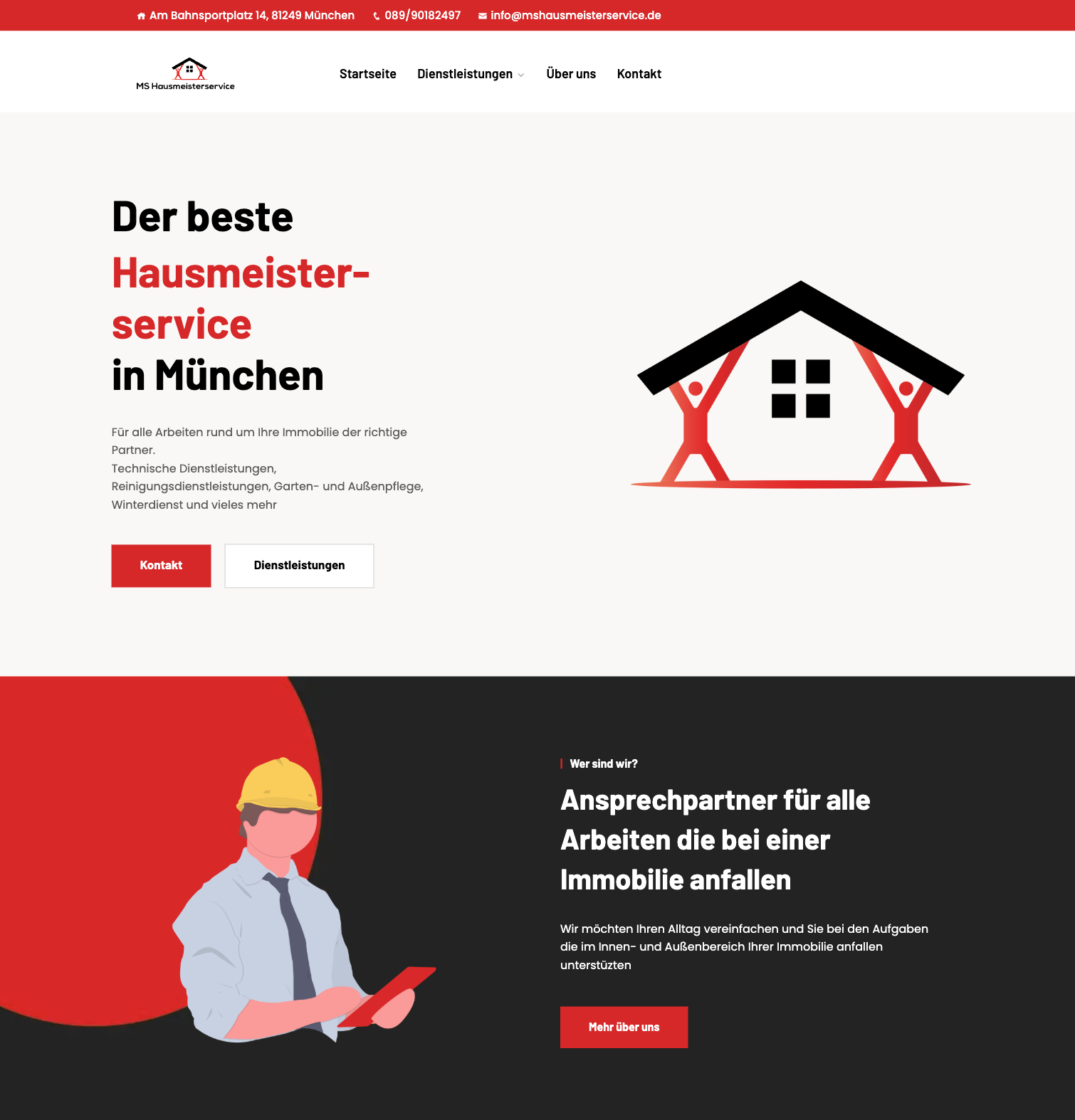 Das Bild zeigt einen Desktop Screenshot der vorgestellten Website