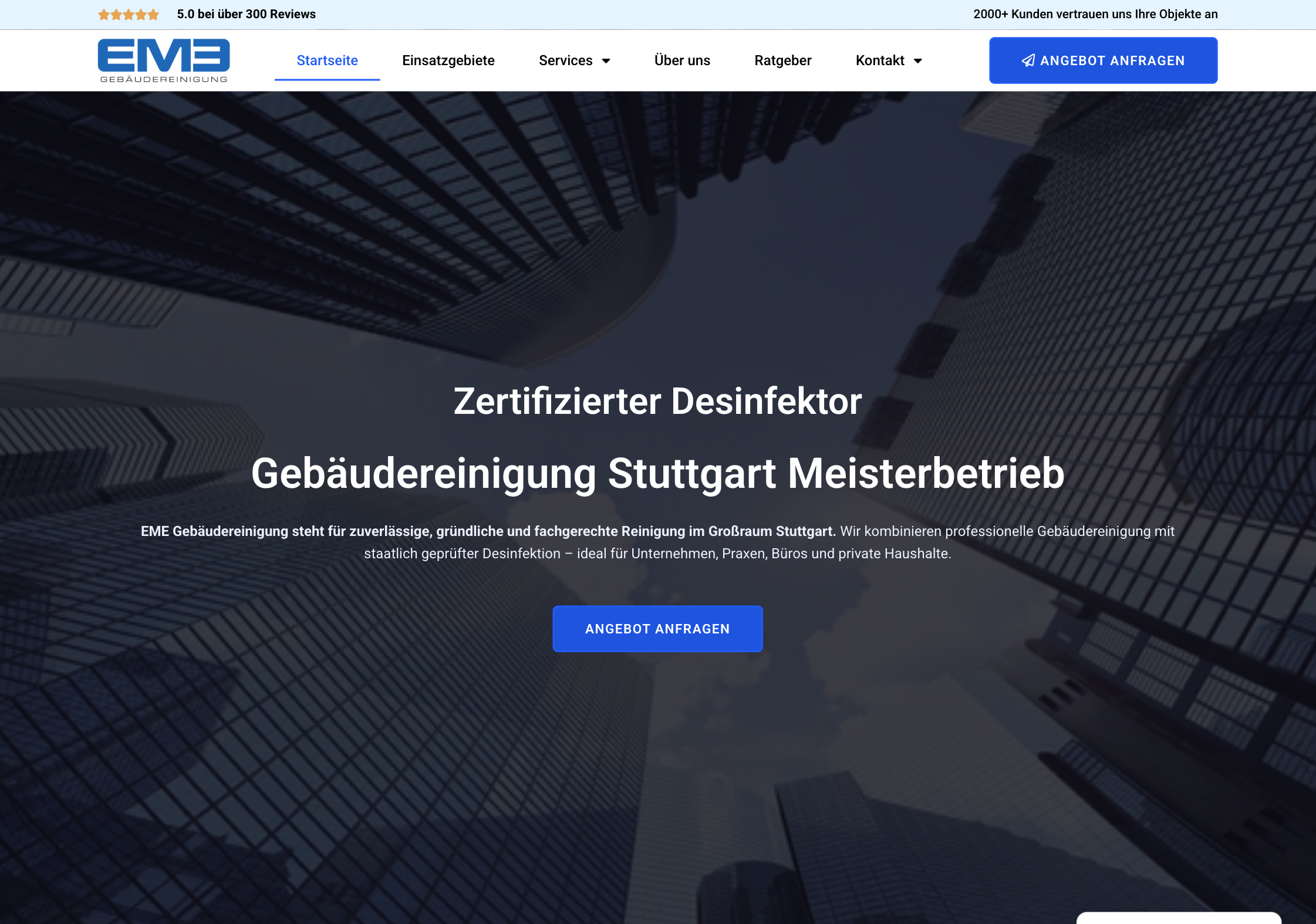 Das Bild zeigt einen Desktop Screenshot der vorgestellten Website