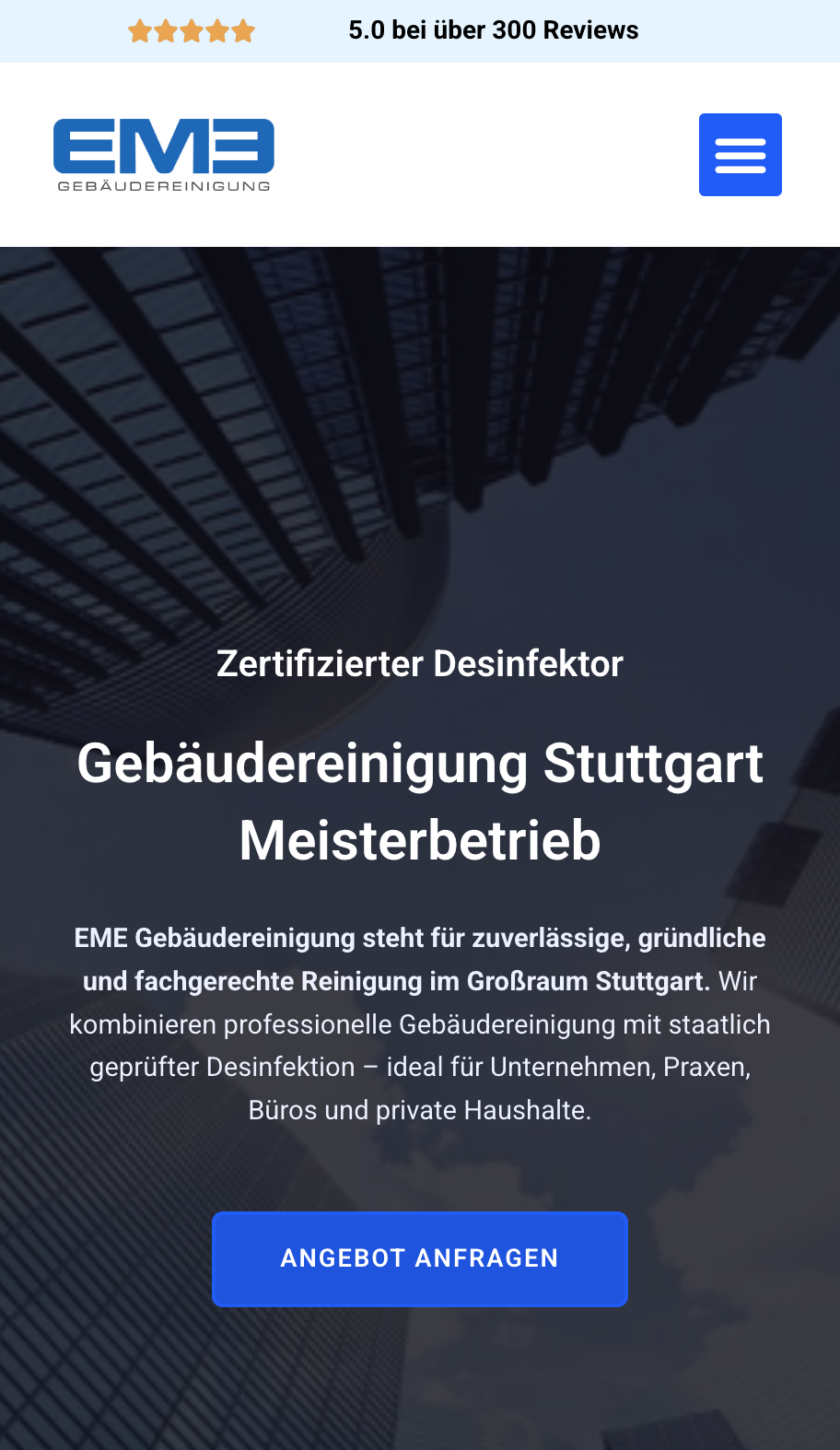 Das Bild zeigt einen Mobile Screenshot der vorgestellten Website