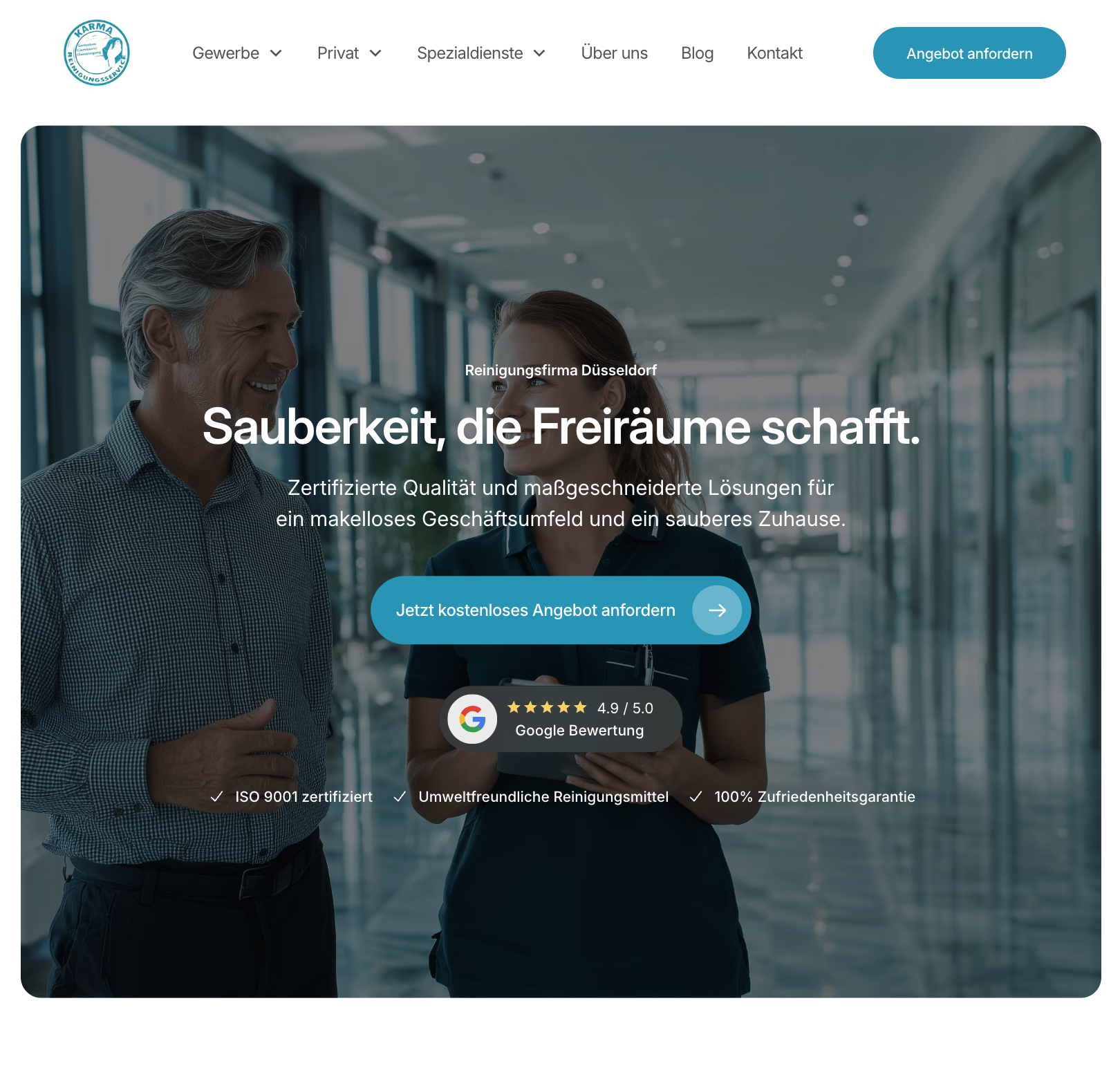 Das Bild zeigt einen Desktop Screenshot der vorgestellten Website