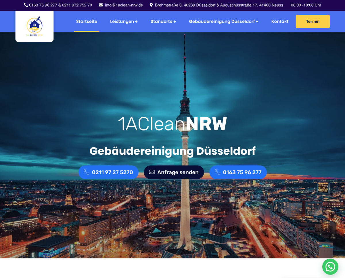 Das Bild zeigt einen Desktop Screenshot der vorgestellten Website