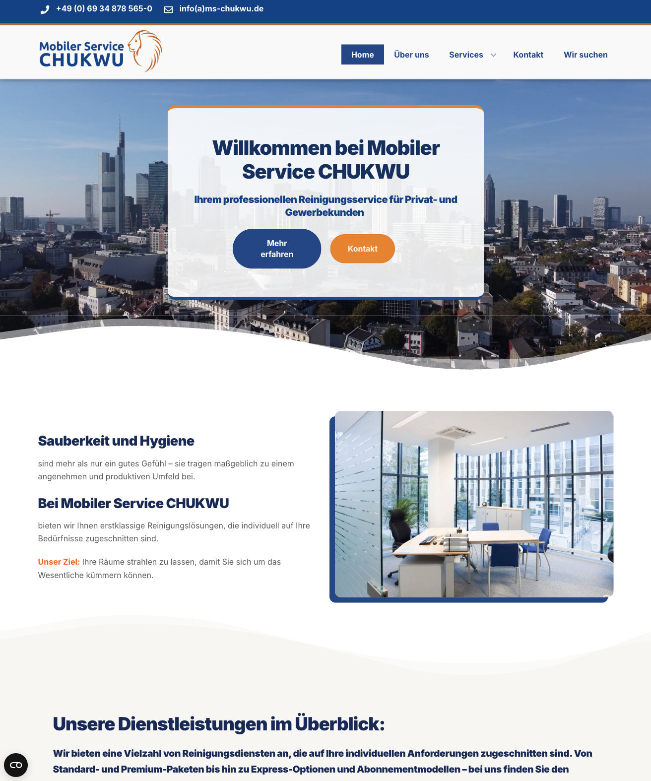 Das Bild zeigt einen Desktop Screenshot der vorgestellten Website