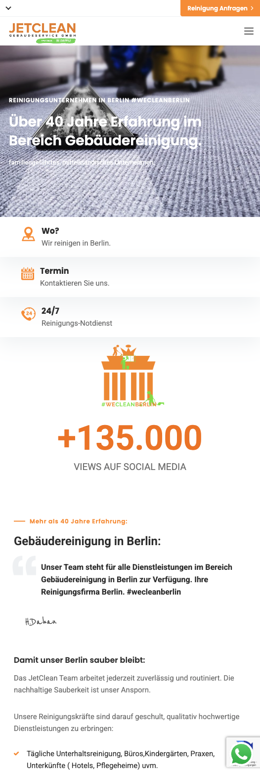 Das Bild zeigt einen Mobile Screenshot der vorgestellten Website