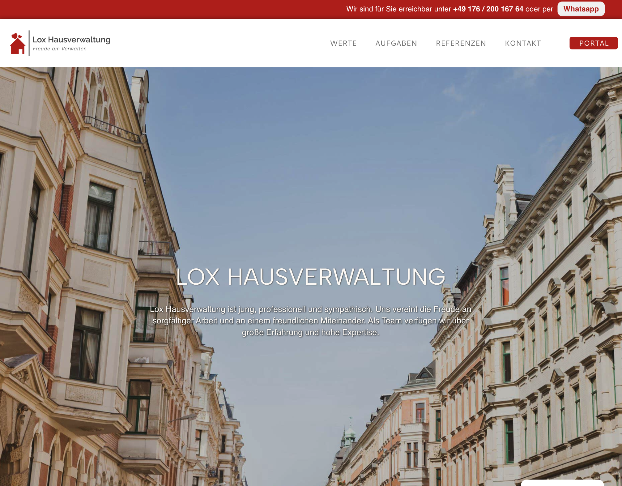 Das Bild zeigt einen Desktop Screenshot der vorgestellten Website