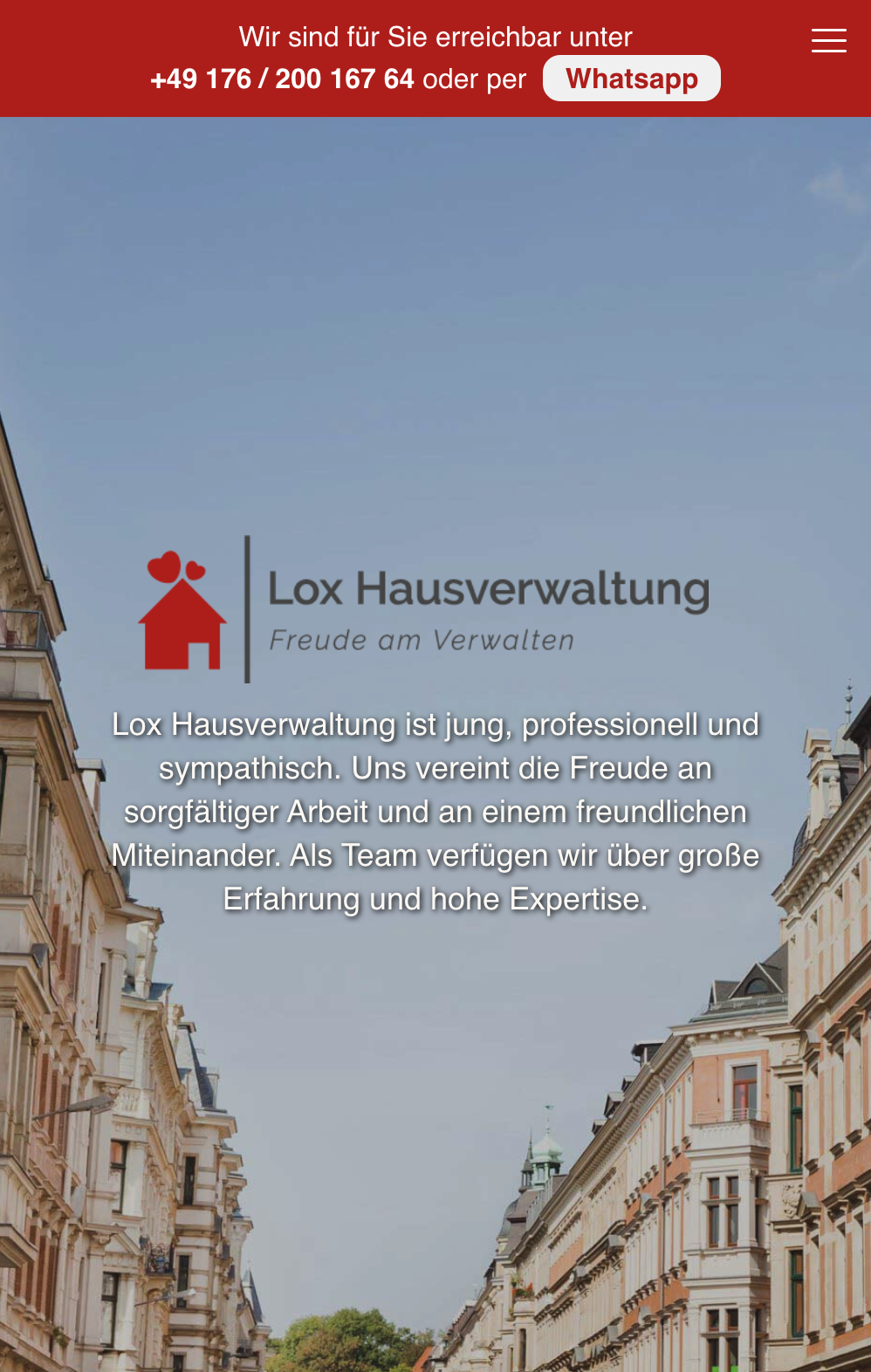 Das Bild zeigt einen Mobile Screenshot der vorgestellten Website