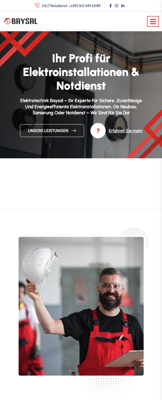 Das Bild zeigt einen Mobile Screenshot der vorgestellten Website