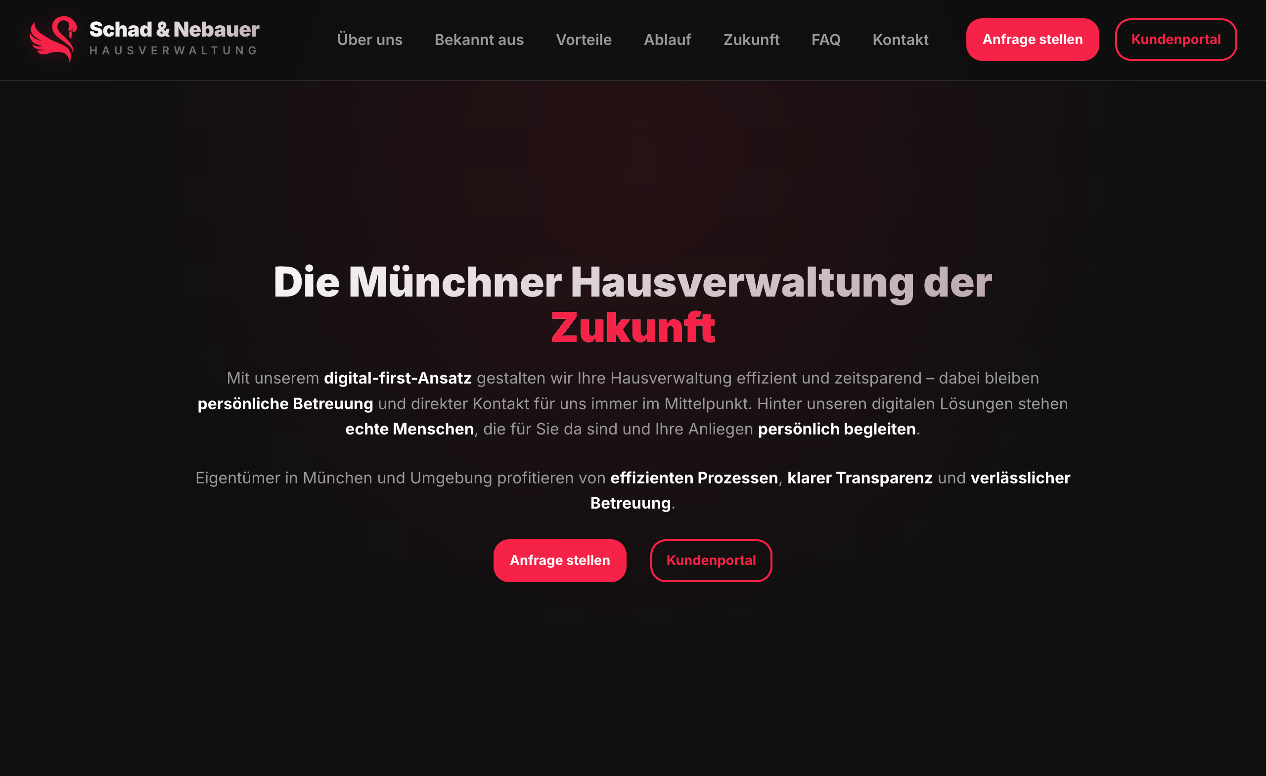 Das Bild zeigt einen Desktop Screenshot der vorgestellten Website